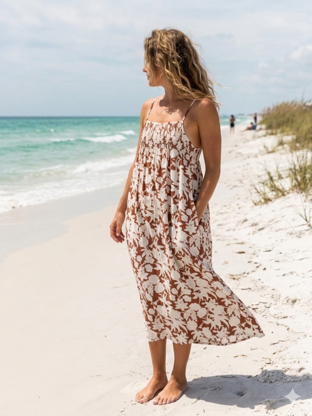 Universal Thread Brown and White Floral Maxi Dress NWOT